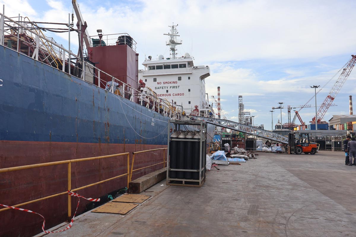 Afloat and voyage repair works carried out on a commercial vessel at sea to ensure continuous ship operations