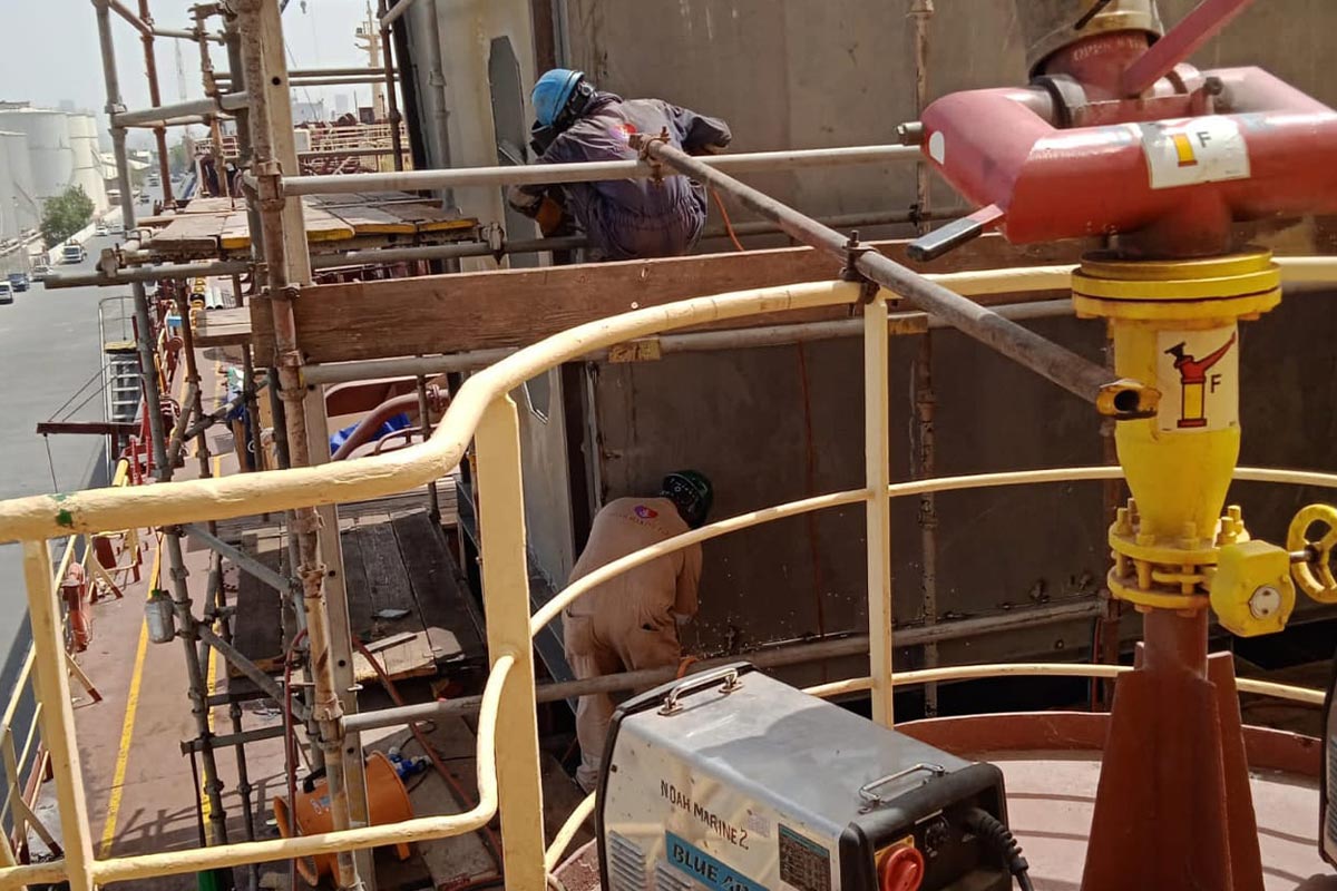 Offshore structural installation and marine steel fabrication works in shipyard environment