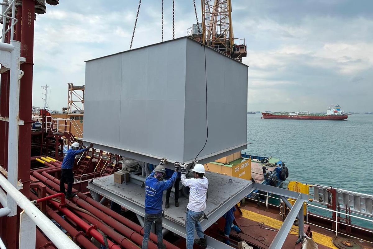 Offshore structural installation and marine steel fabrication works in shipyard environment