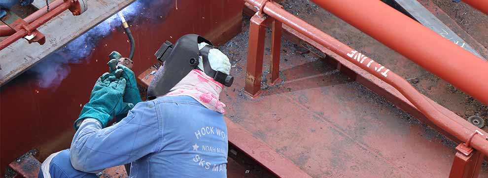 Offshore structural installation and marine steel fabrication works in shipyard environment